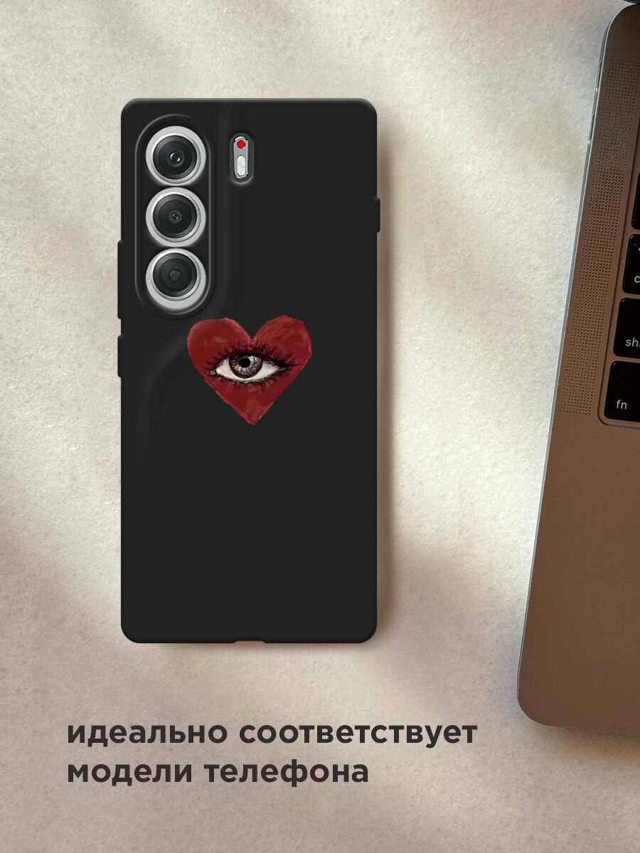 Черный матовый чехол на Tecno Camon 40 / Текно Камон 40 с принтом "heart eye 2" — фото 1