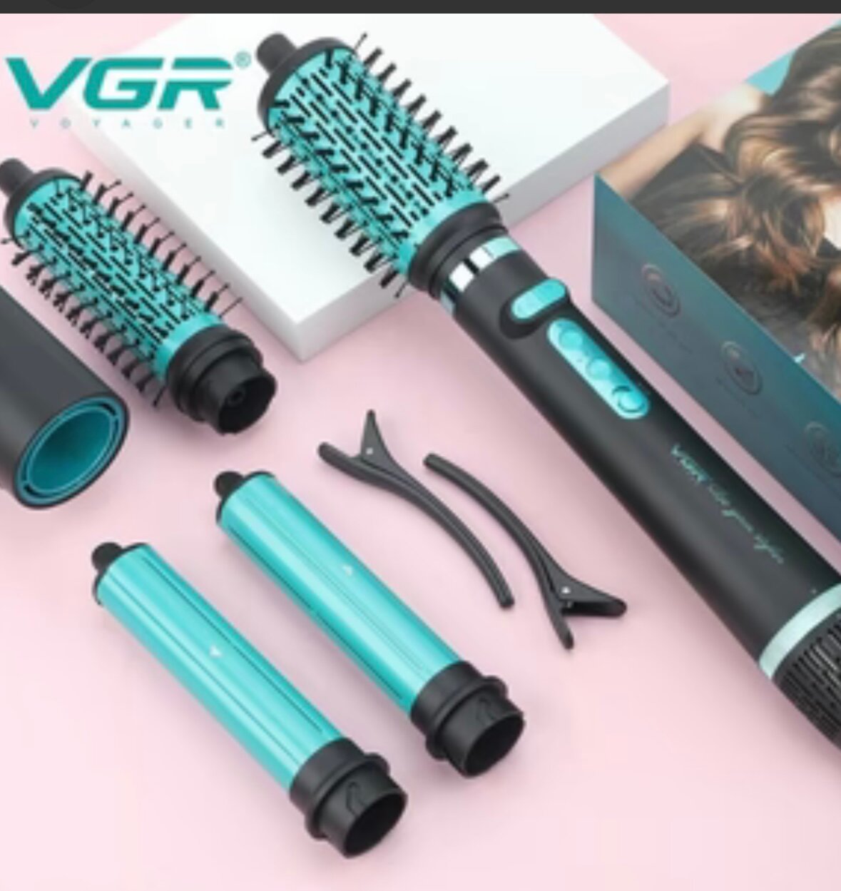 Фен-расческа VGR V-475, голубой, 5 в 1, для бережного высушивания