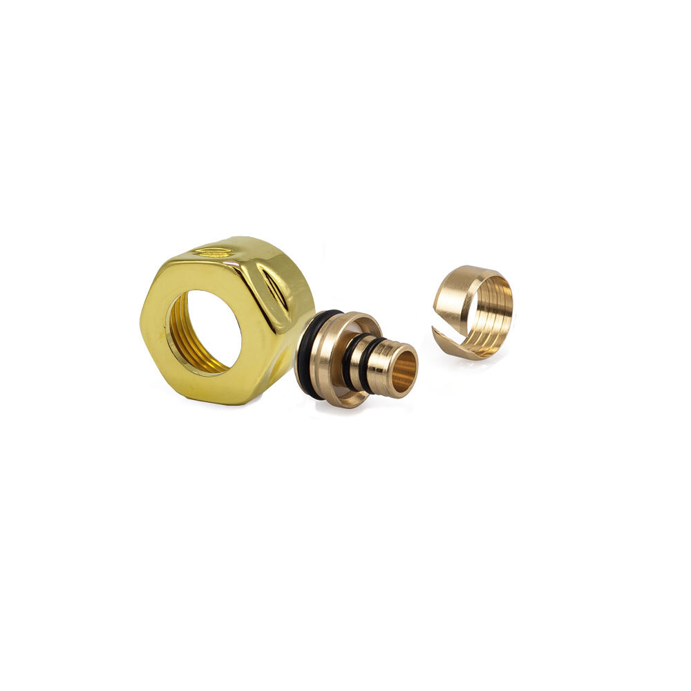 Резьбовое соединение SR Rubinetterie для многослойной трубы 16х3 4 Е Золото