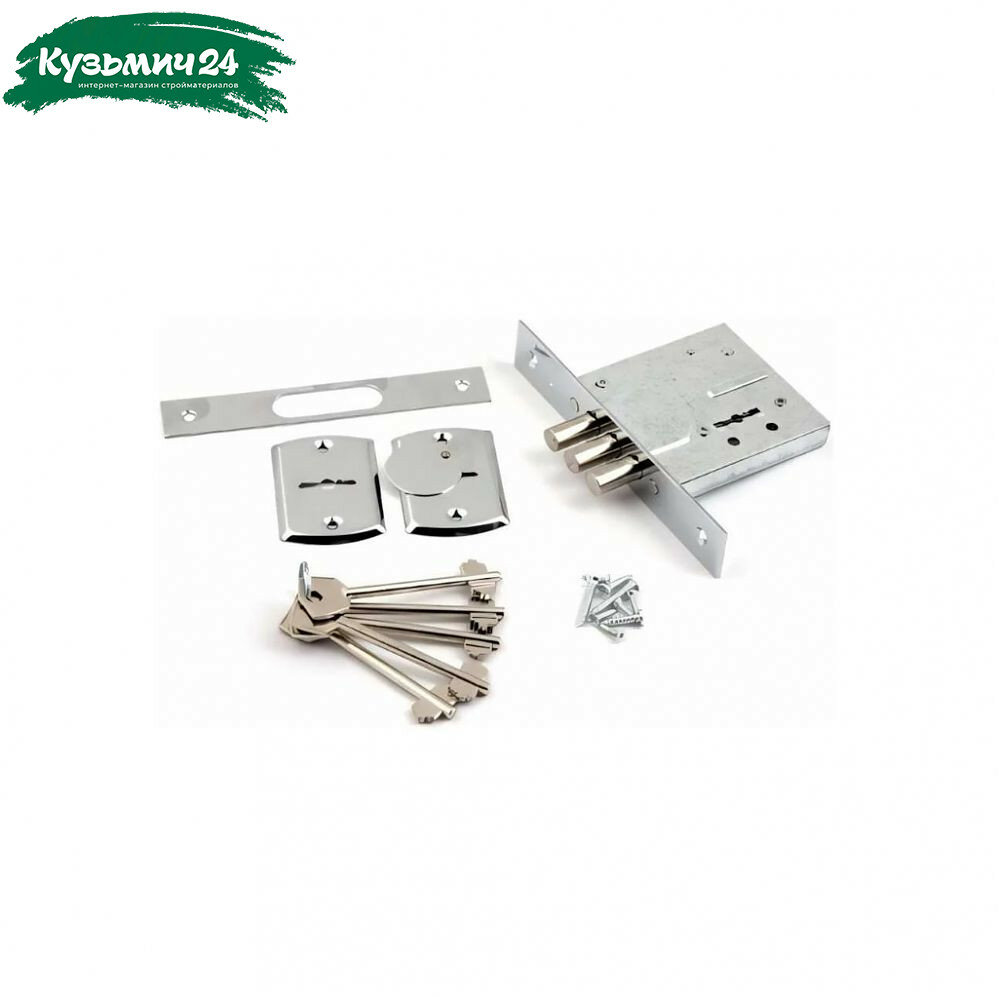 Замок врезной сувальдный Avers R12/S6-CR лицевая планка хром