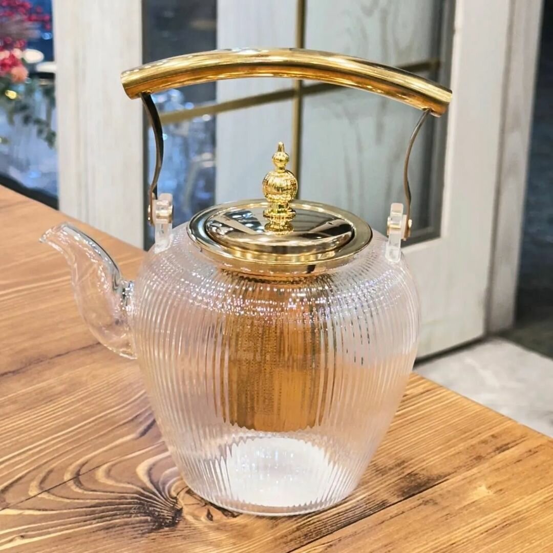 Чайник DMS Professional, стеклянный, с термоизолированной ручкой, золотой, 1,5 л