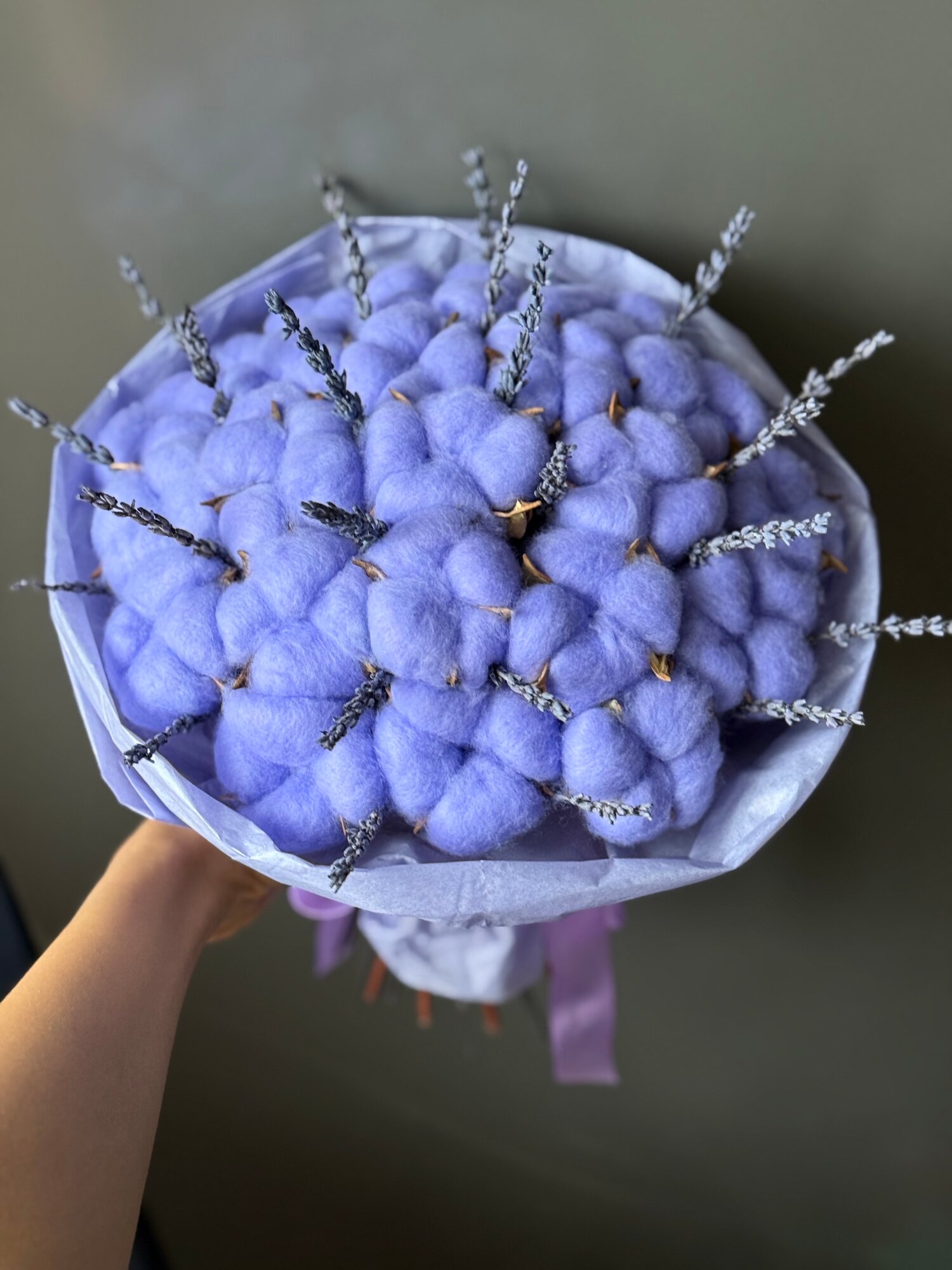 Букет из хлопка и лаванды фиолетовый