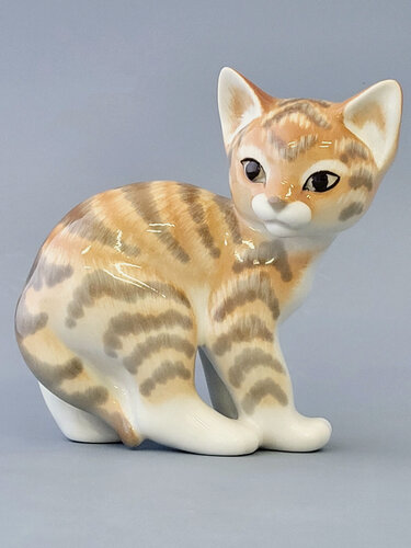 Изображение товара Фарфоровая скульптура Кошка Рыжая полосатая , Императорский фарфоровый завод