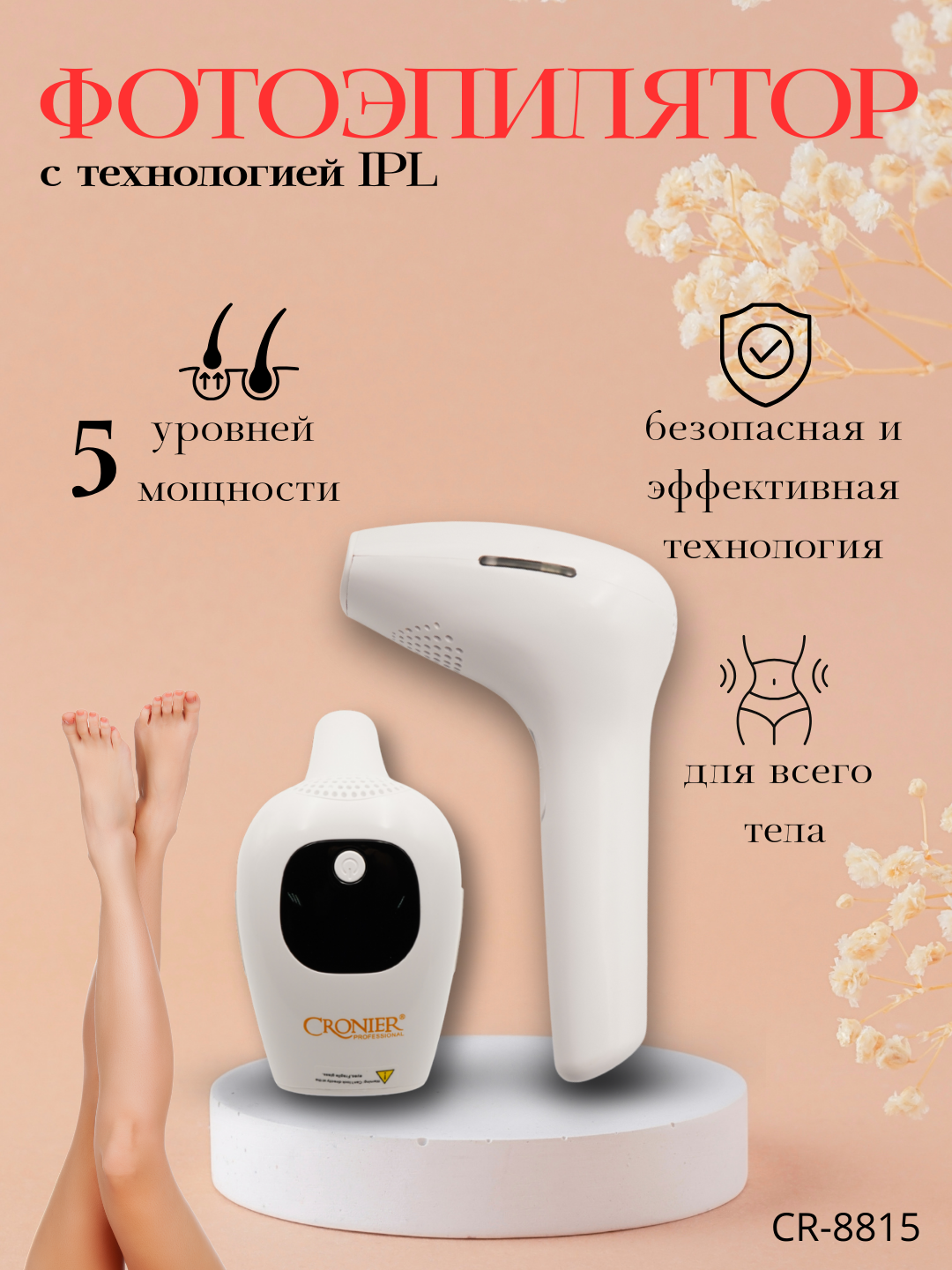 Лазерный фотоэпилятор CRONIER CR-8815 женский для всего тела