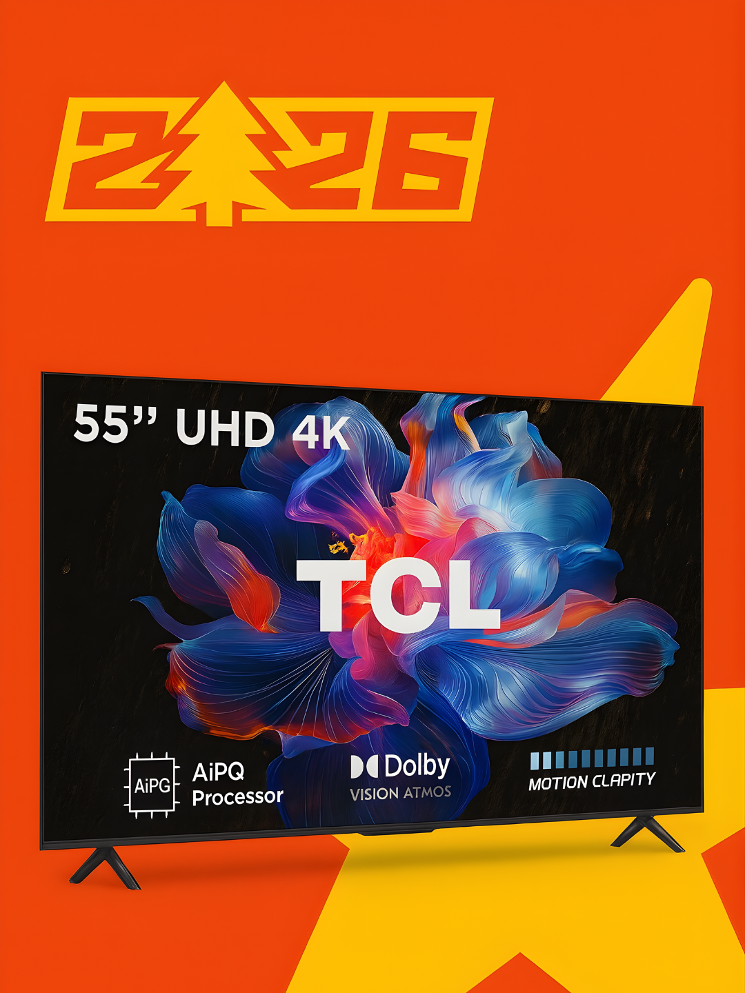 TCL 55V6C 4K Google TV | Яркое изображение, мощный звук и голосовое управление, быстрые Smart-возможности