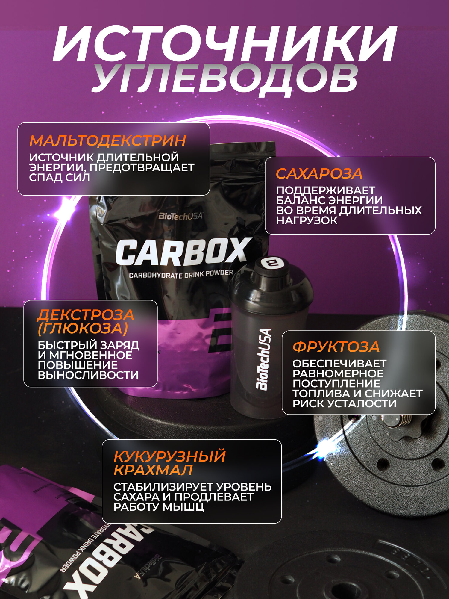 Функциональный углеводный напиток BioTechUSA Карбокс / CarboX 1000 г апельсин — фото 1