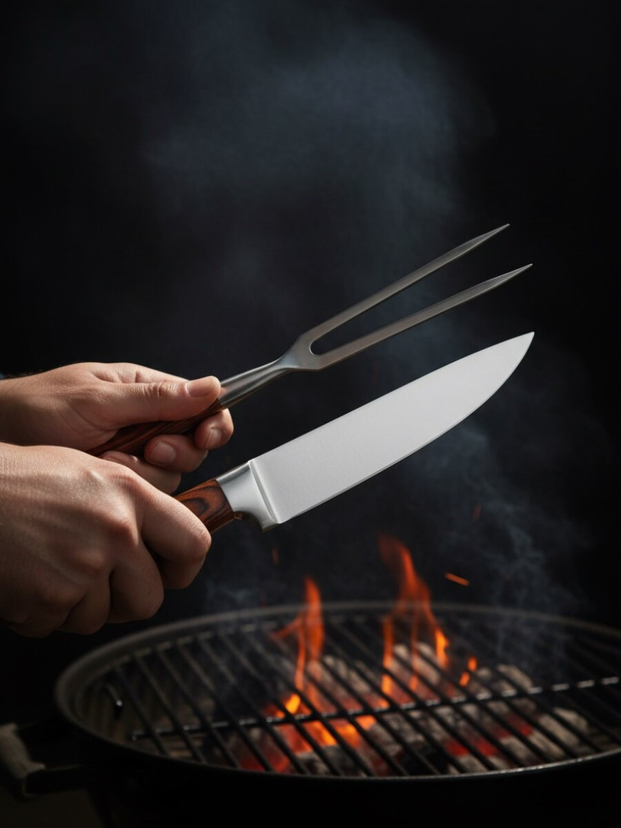 Набор для гриля с рукоятками pakka wood, нож и вилка — фото 1