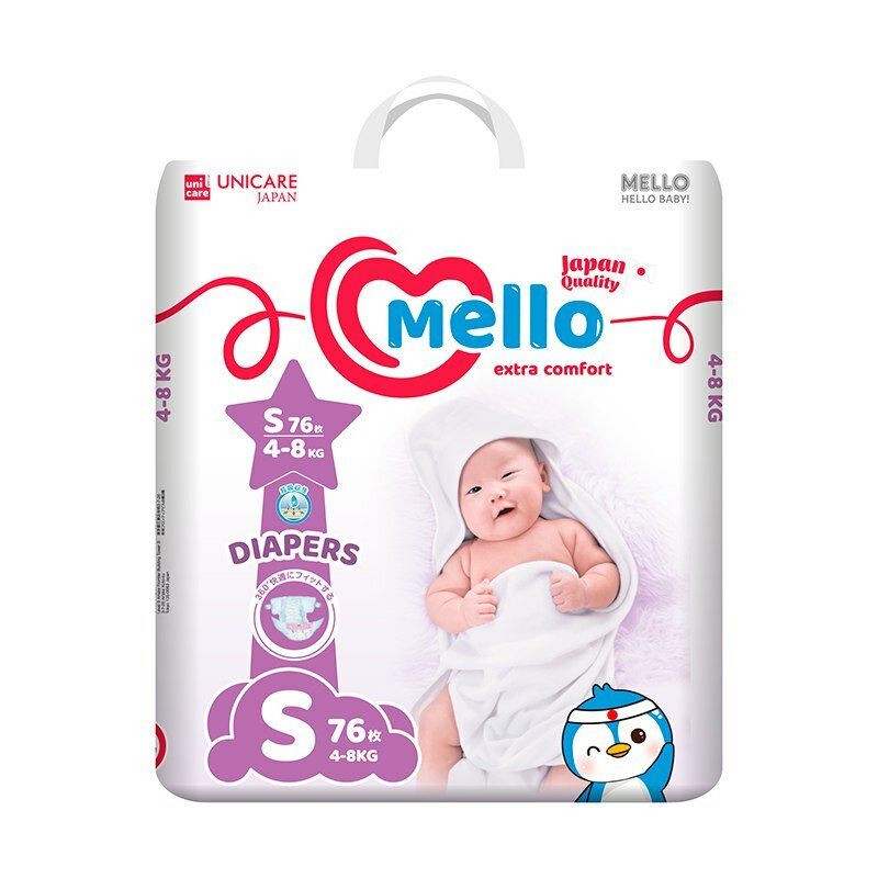 Подгузники Mello S76, гипоаллергенные, для новорожденных, 76 шт, фиолетовые