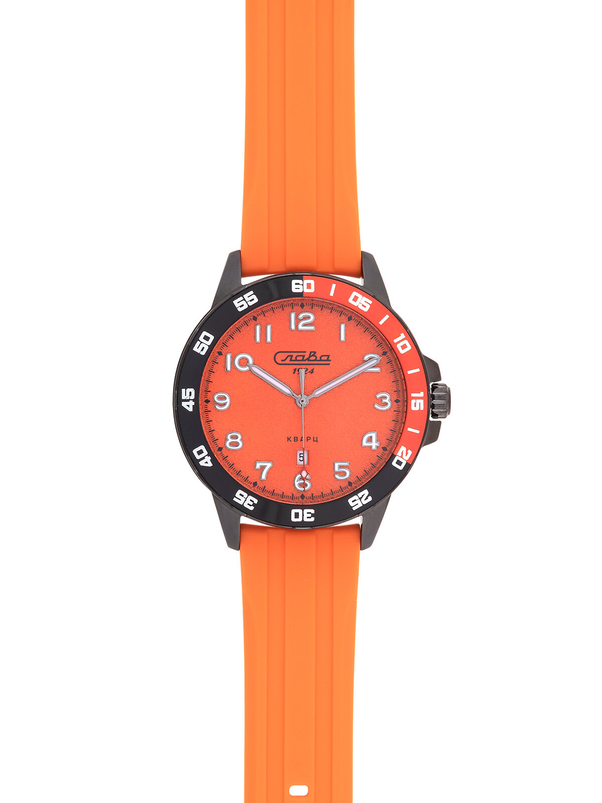 Наручные часы Слава Традиция, черный, оранжевый — фото 1