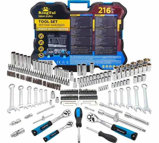 Набор инструментов 216 предметов 1/4", 3/8", 1/2" (6гр.) KINGTUL
