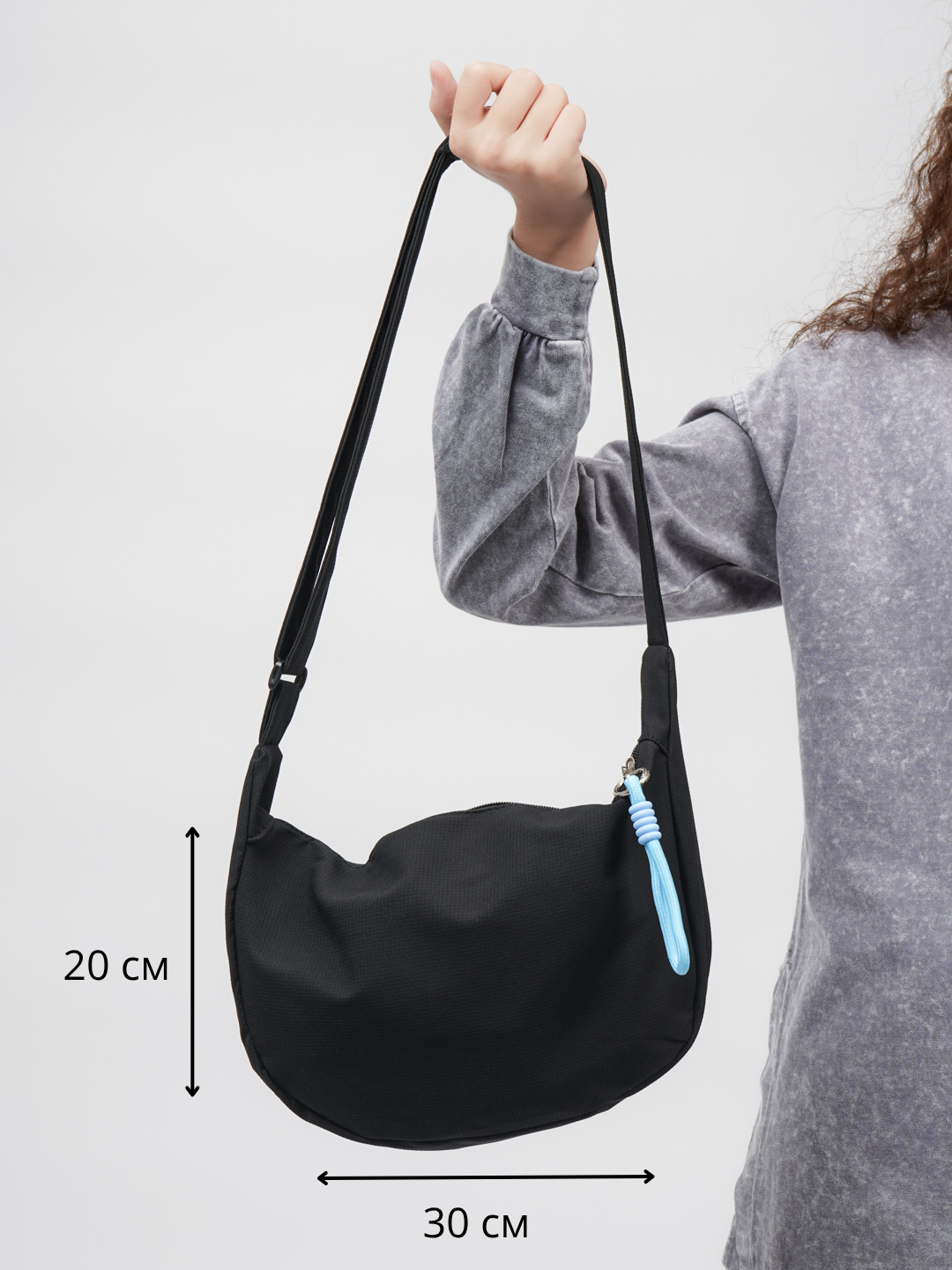 Сумка мессенджер , фактура матовая, черный — фото 1