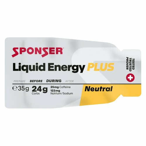 Sponser Liquid Energy Plus, пакетик 35 г, Вкус Neutral-Caffeine / Нейтральный-Кофеин