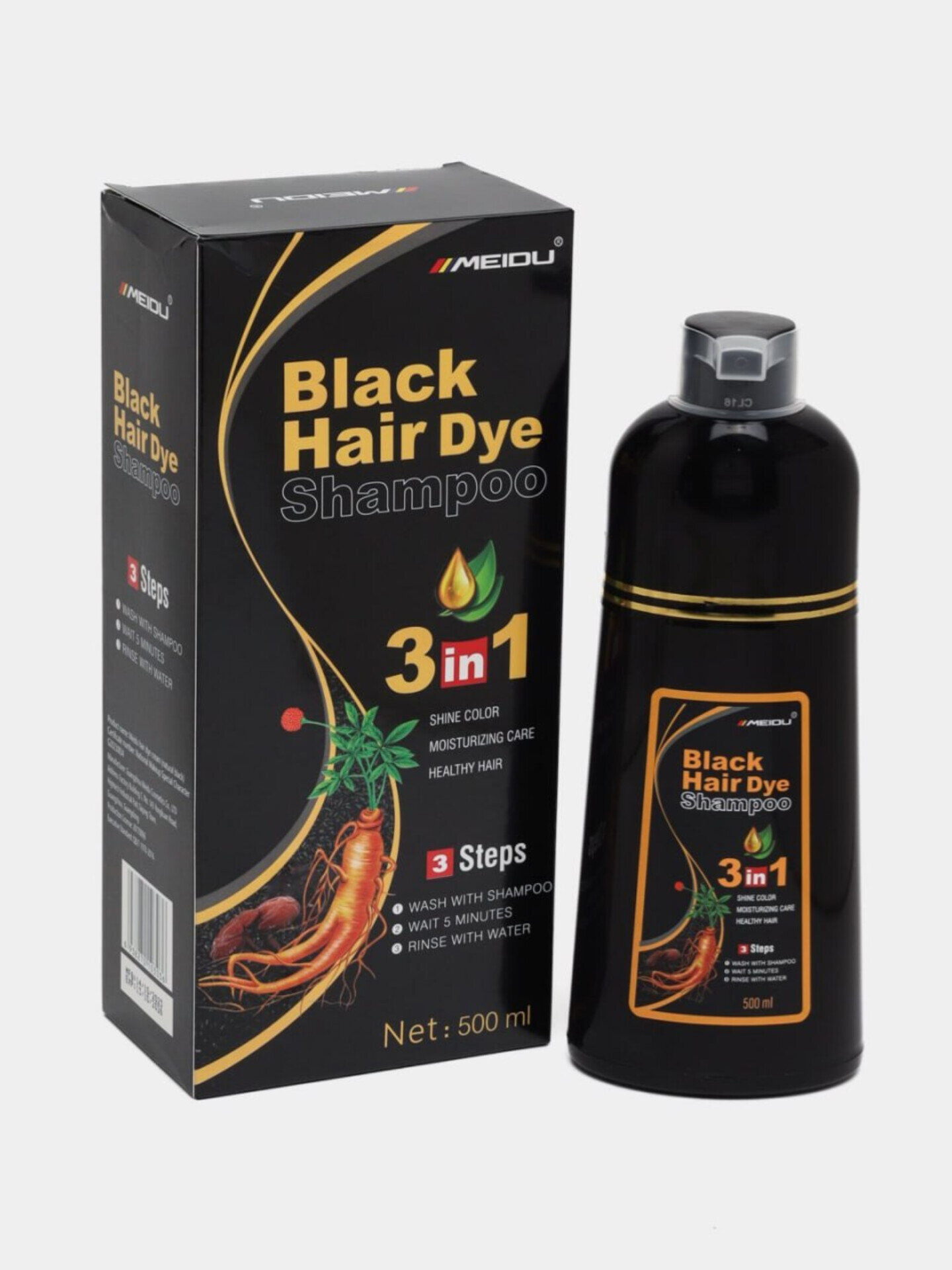 Шампунь-краска для волос Meidu, тёмно-коричневый и чёрный цвет, 500 мл.