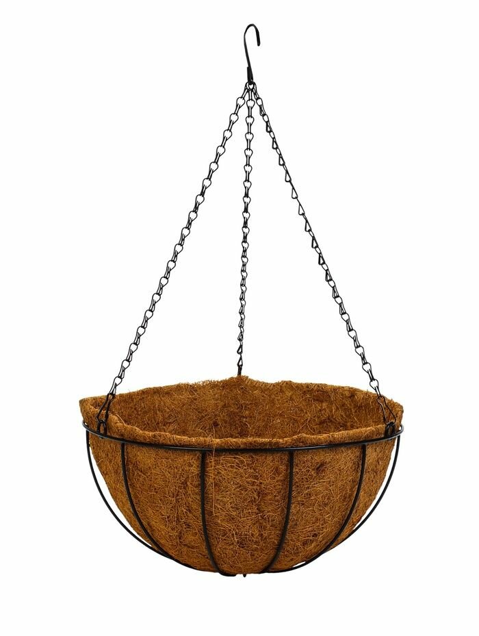 Кашпо подвесное Полусфера , d 35 см, h 58 см, металлическое, со вставкой из кокоса, Greengo