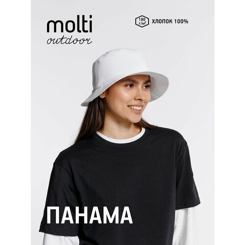 фото Панама molti повседневный для взрослых и детей, размер универсальный, белый