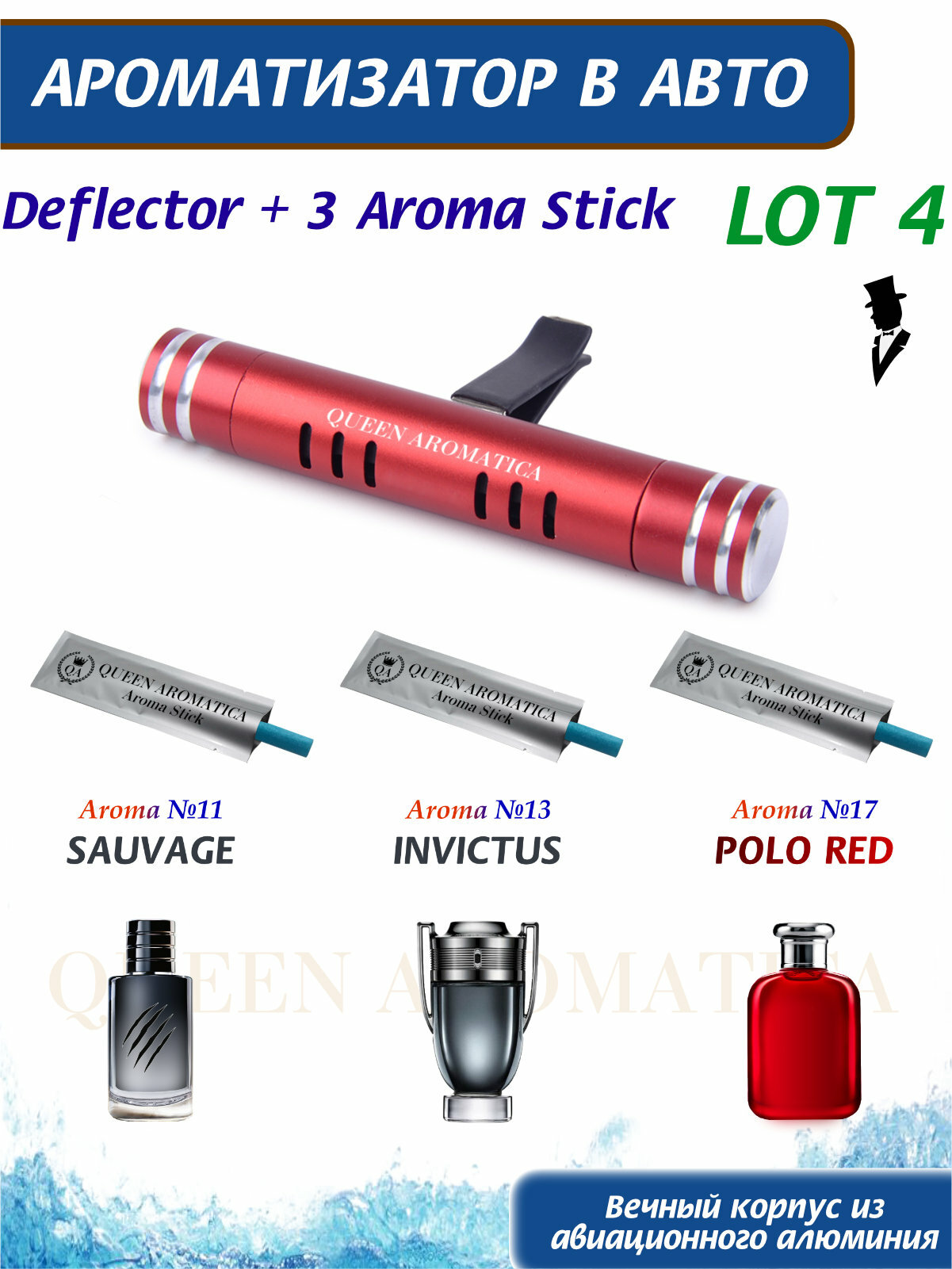 Ароматизатор в машину Queen Aromatica - Deflector набор LOT 1+3 Man 4