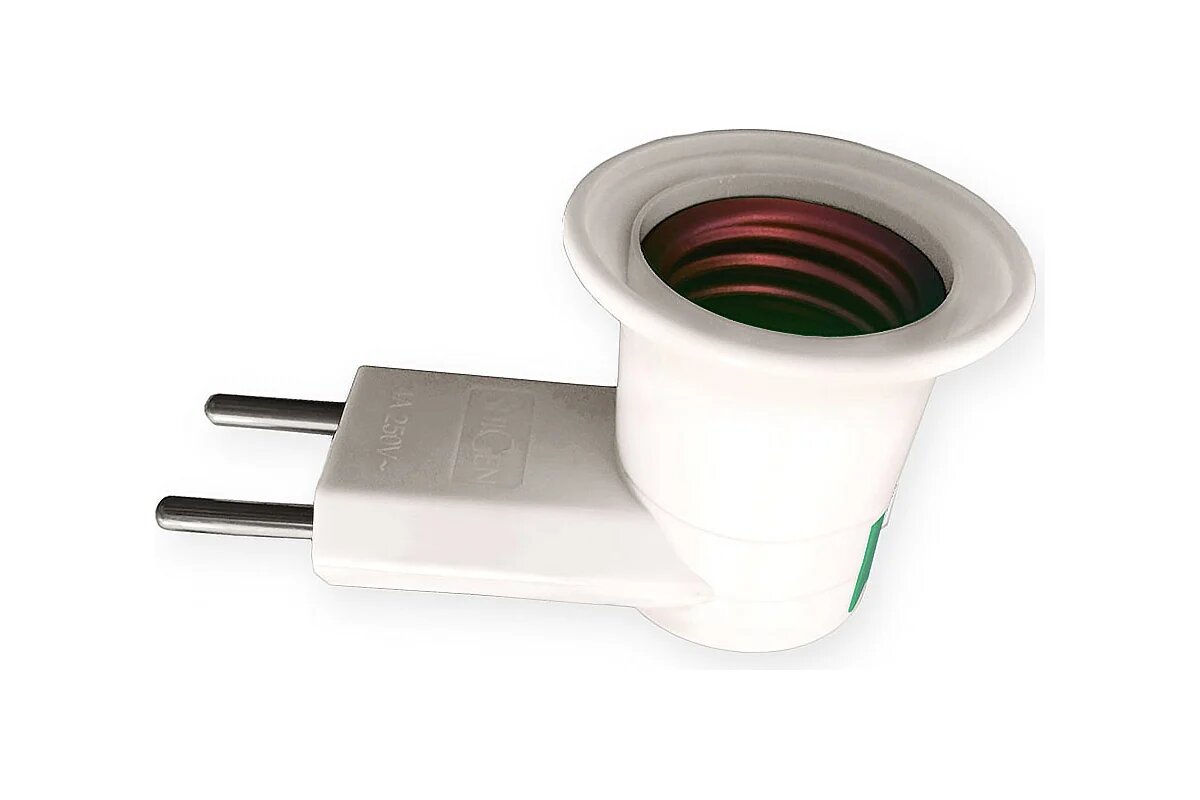 Адаптер вилка-патрон оптиком электрик Е27 с выключателем 220В 3352.1227