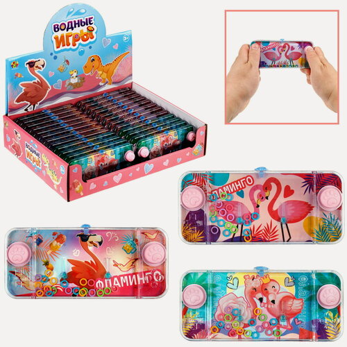 Изображение товара Водный тетрис 1TOY Игра с водой Насади колечки Фламинго, 15,5х7х2 см, 4 вида