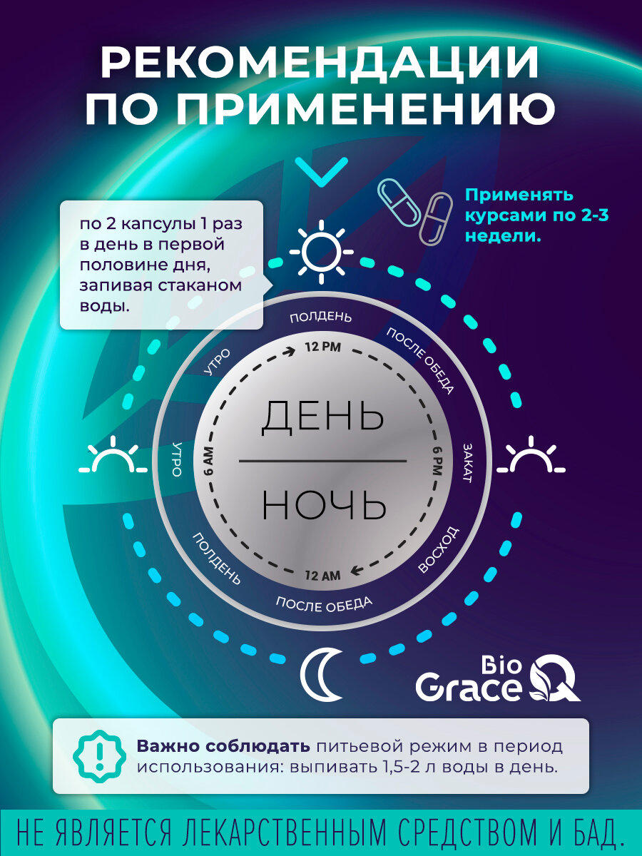 Очищающий комплекс для похудения и микрофлоры GraceBioQ, детокс, жиросжигатель, 60 капсул. — фото 1