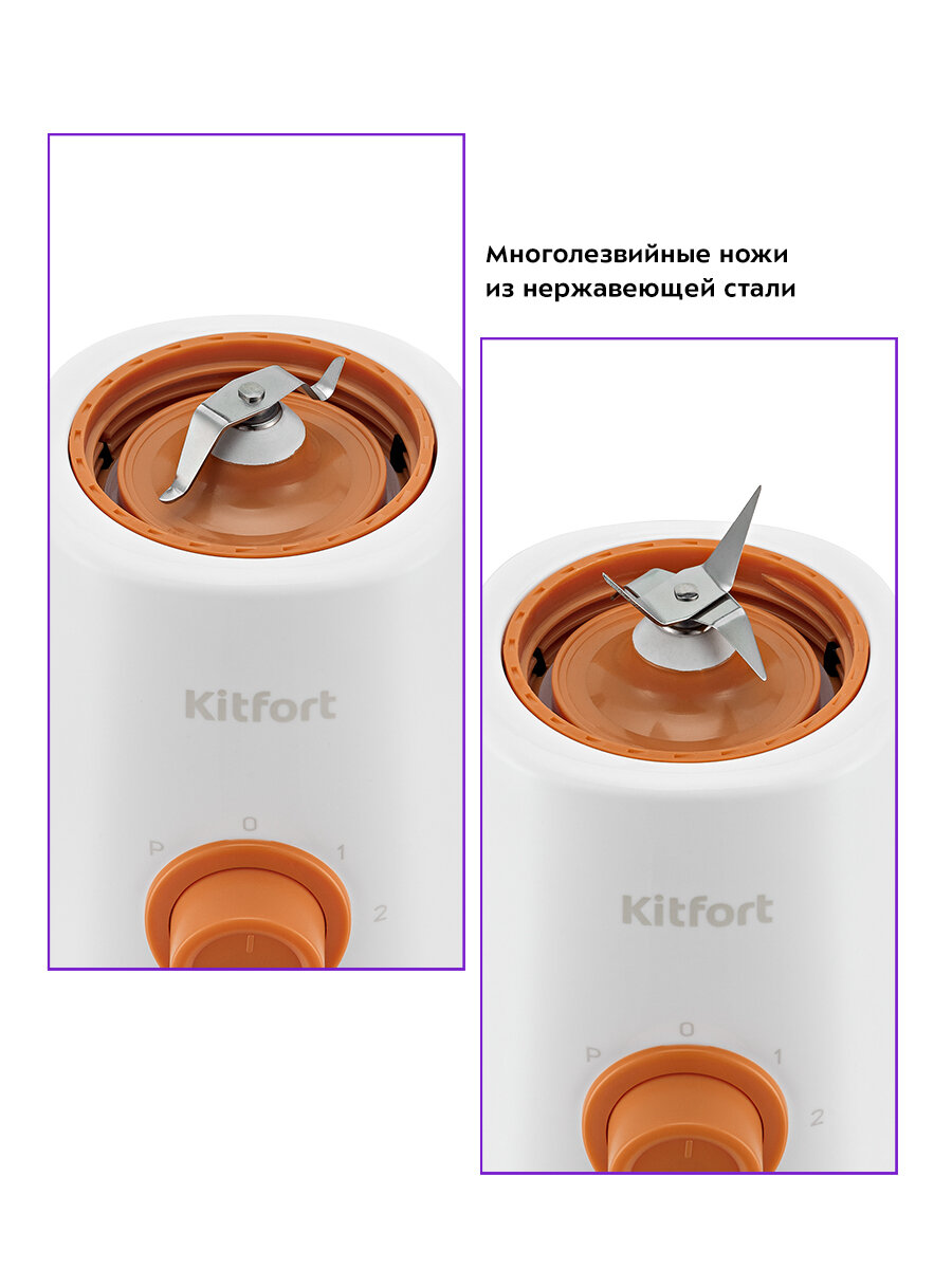 Блендеры Стационарные Xiaomi Блендер Kitfort "3 в 1" КТ-3055-1 бело-оранжевый