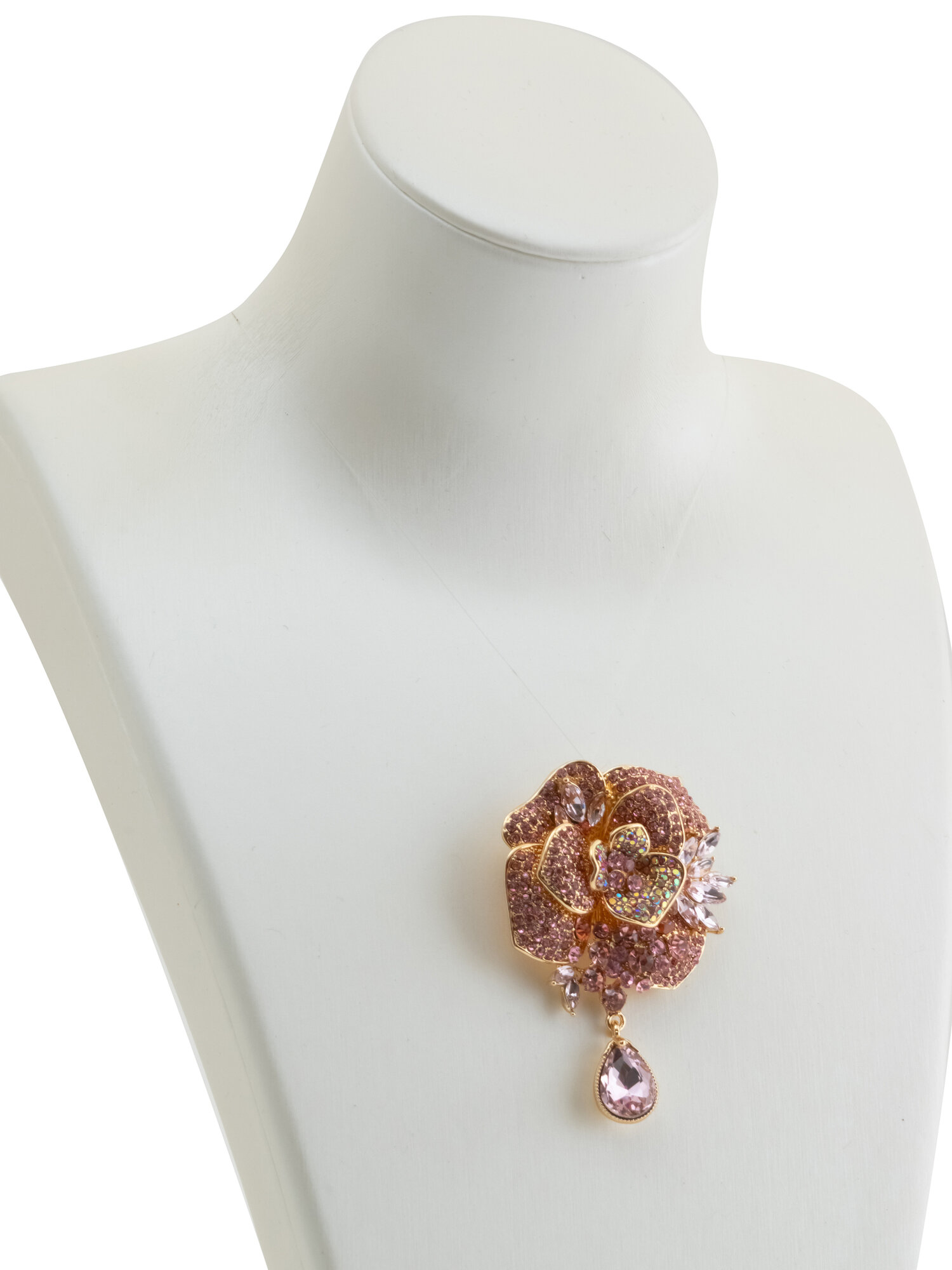 Брошь ЖемАрт, кристалл, 1 шт., розовый/золотой — фото 1