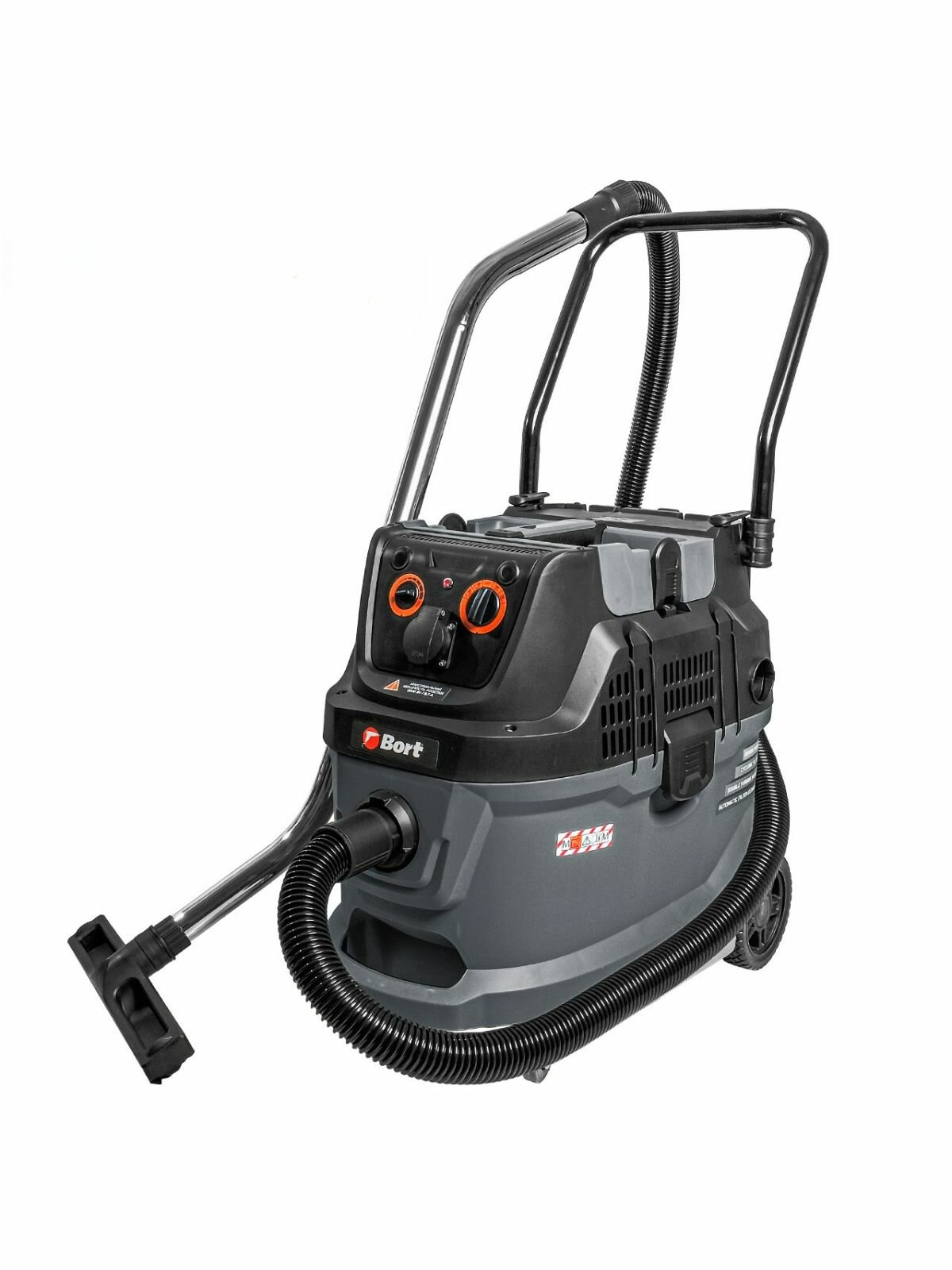 BORT Строительный пылесос BAX-600E 40 л, автоматическая очистка фильтра, шланг 3 м, розетка