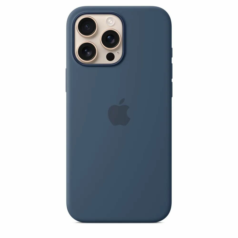 Силиконовый чехол для iPhone 15 Pro, синий