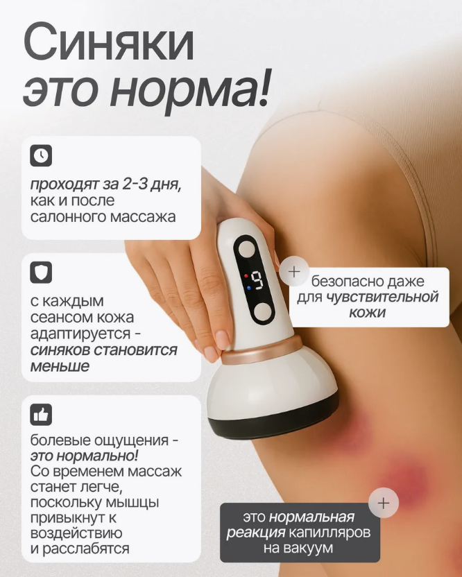 Электромассажер антицеллюлитный, для похудения тела и ног, вакуумный, беспроводной — фото 1