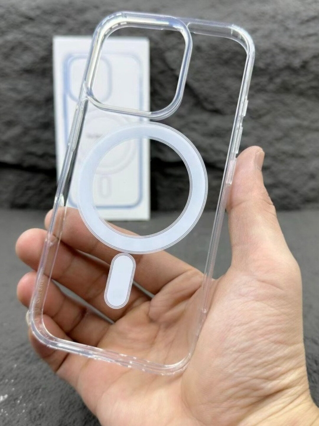 Чехол MagSafe, для iPhone 16 Pro, силикон, прозрачный, защита камеры — фото 1
