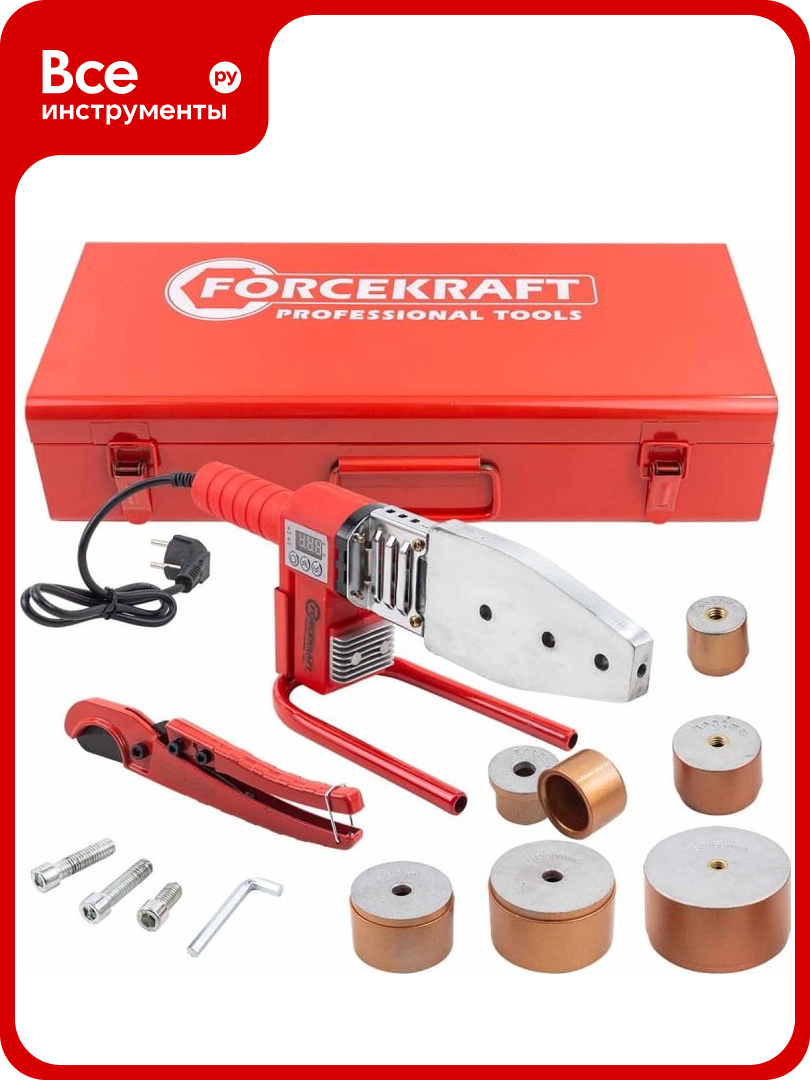 Аппарат для сварки полимерных труб Forcekraft 1000W 6 насадок: 20 25 32 40 50 63мм FK-PW-1002(58965)