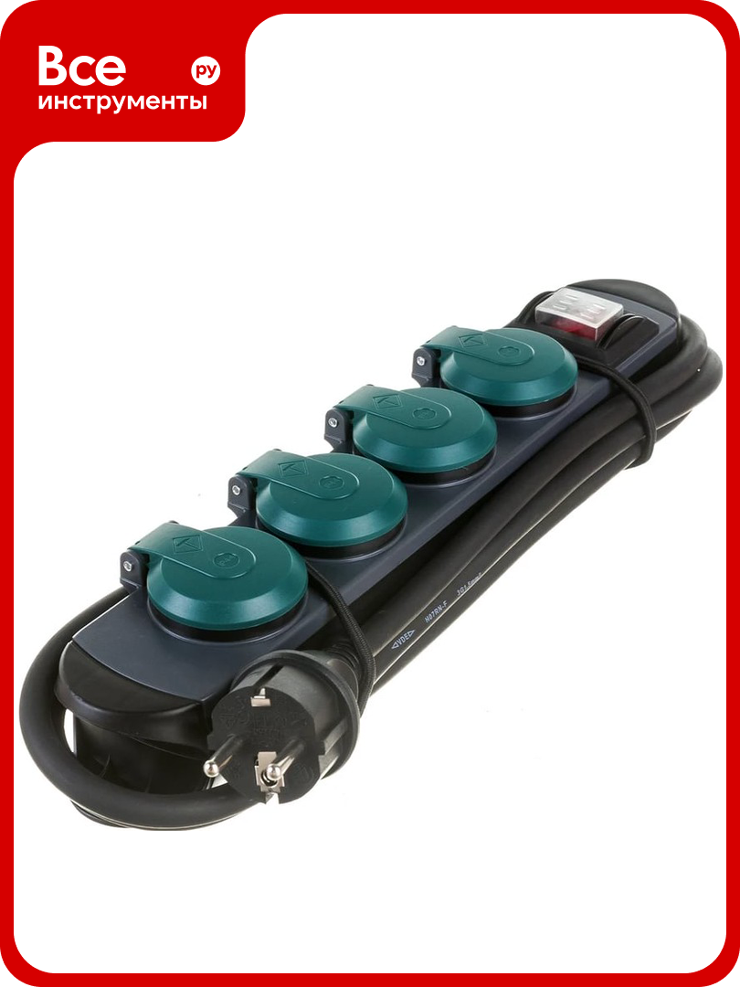 Удлинитель Electraline 4Р с выключателем H07RN F 3x1 5 1 8М 16А 62185