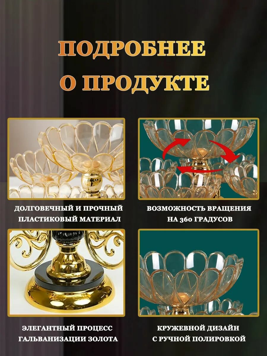 Фруктовница ярусная вращающаяся для фруктов и конфеты — фото 1