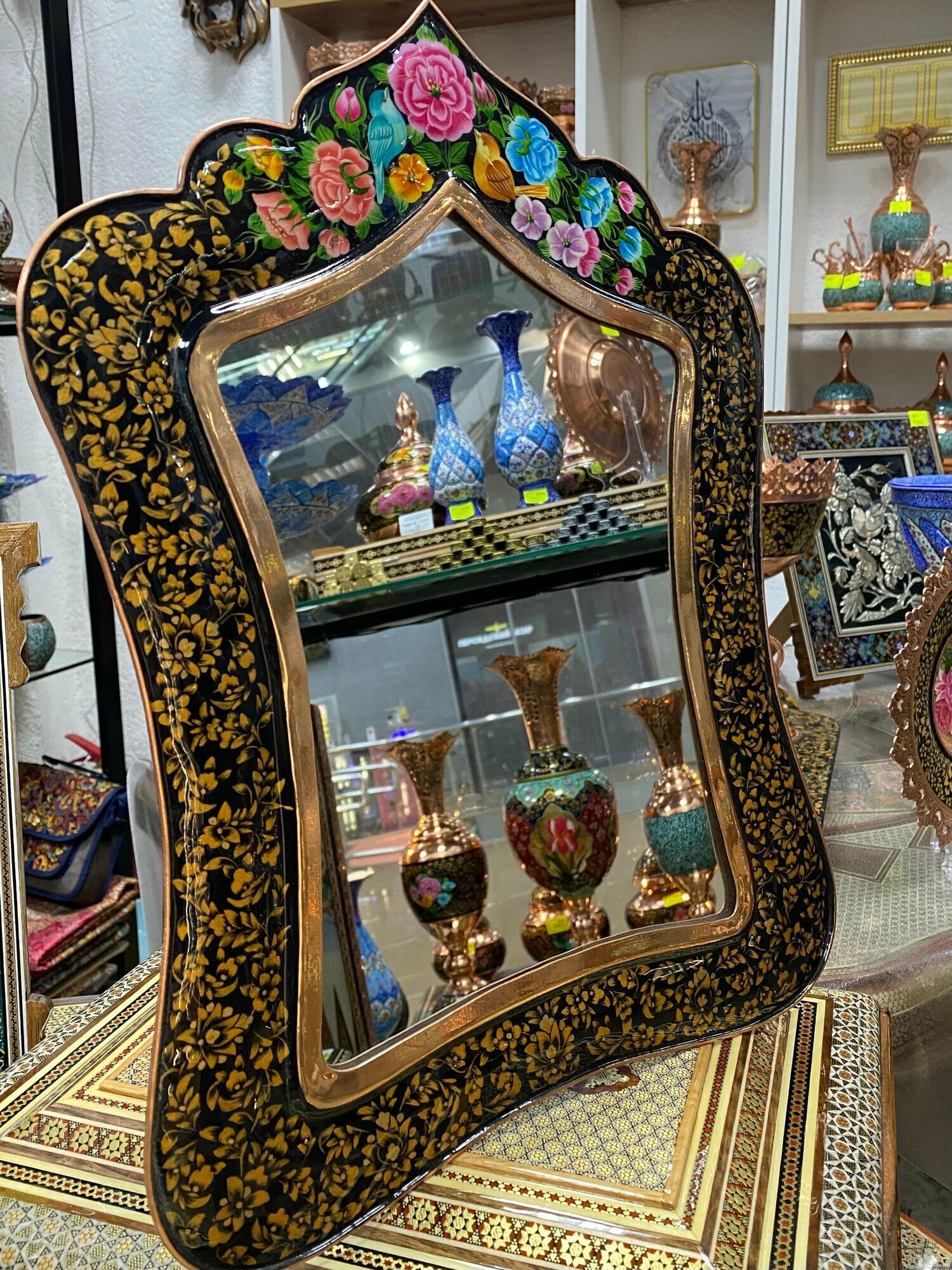 Зеркало Персидский базар "Ташир", декоративное, ручная работа, бронза, 37х24 см — фото 1