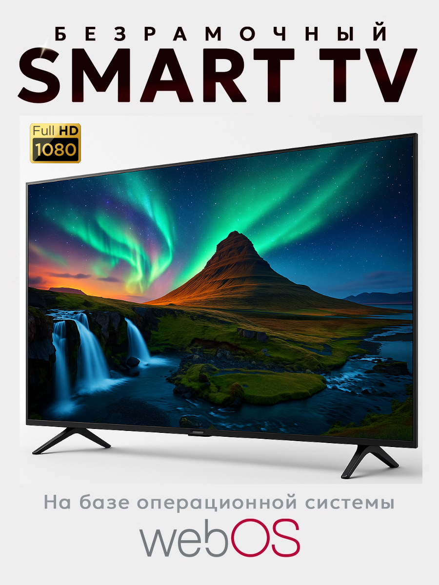 Телевизор ThinQ AI - Smart TV FHD 32 -ДУ Аэромышь - С голосовым управлением. 32" Full HD, черны