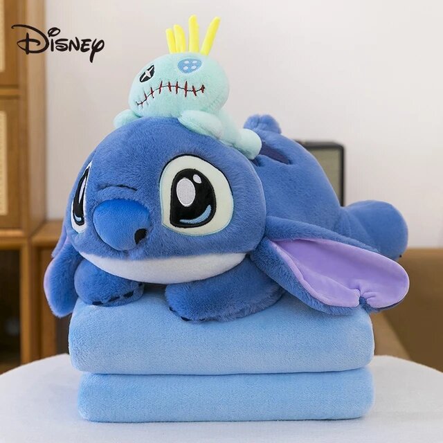 Мягкая игрушка-плед Стич (Stitch) в голубом цвете，Мягкая игрушка Лило и Стич MINISO