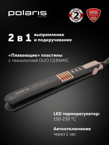 Изображение товара Утюжок для волос PHS 2405K, выпрямитель профессиональный, Серый/розовый