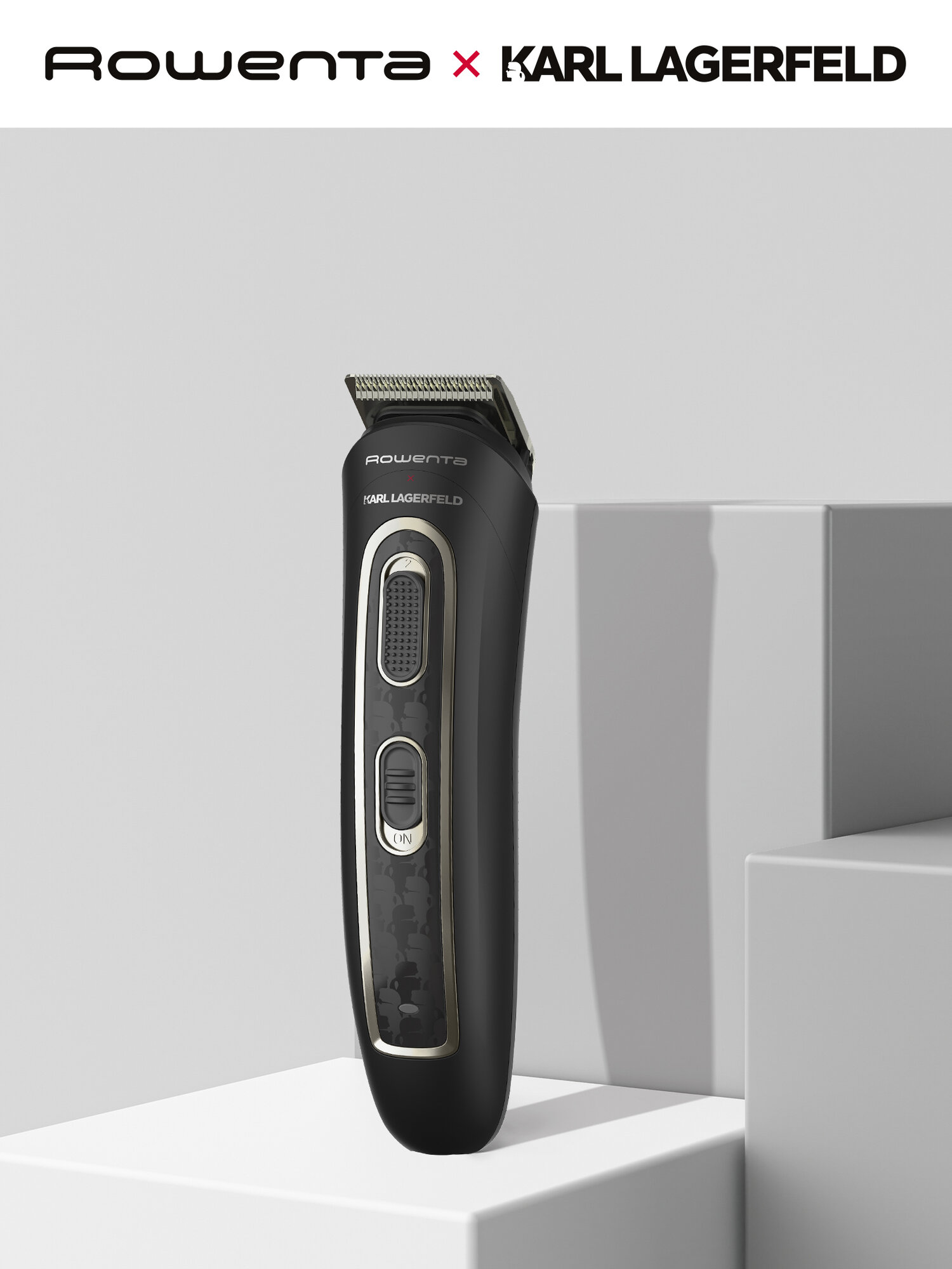 Мужской триммер 12 в 1 для стрижки бороды и носа Rowenta Karl Lagerfeld Trim & Style TN911LF0, черный/серый