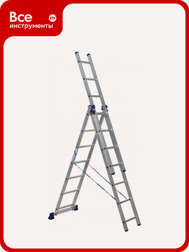 Изображение товара Лестница алюминиевая Алюмет 3х7 ступеней трехсекционная универсальная H3 5307
