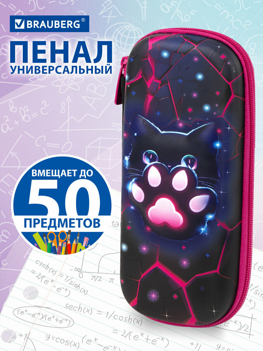 Пенал школьный для девочек для карандашей и ручек с 1 отделением откидной планкой канцелярия для школы EVA 22х10х5 см Brauberg 273509