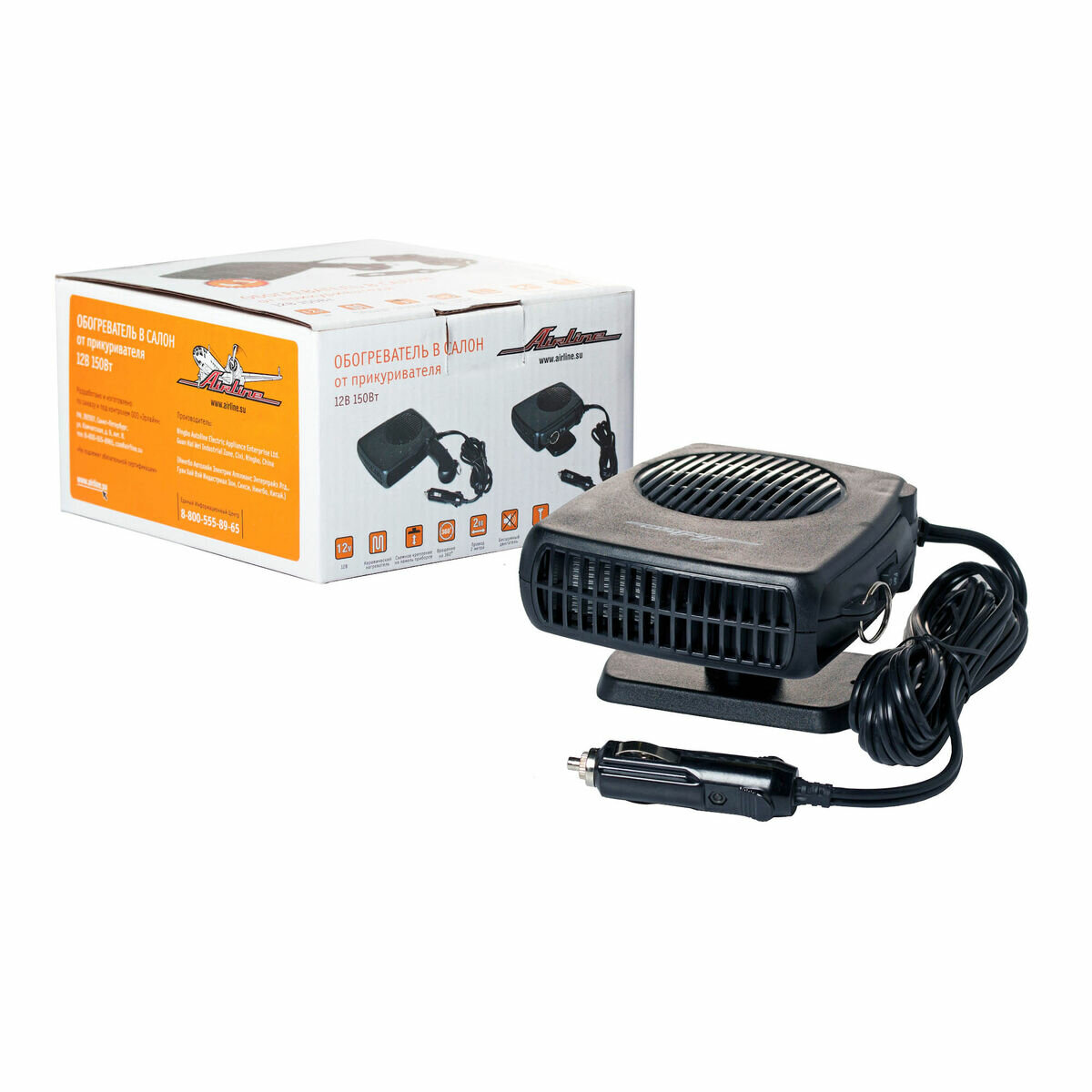 Обогреватель В Салон От Прикуривателя 12В 150Вт(Airline Aah-12-01)