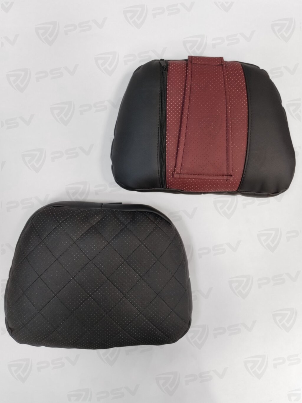 Подушка на подголовник "PSV" Lux Way ромб эко-кожа черный/бордовый