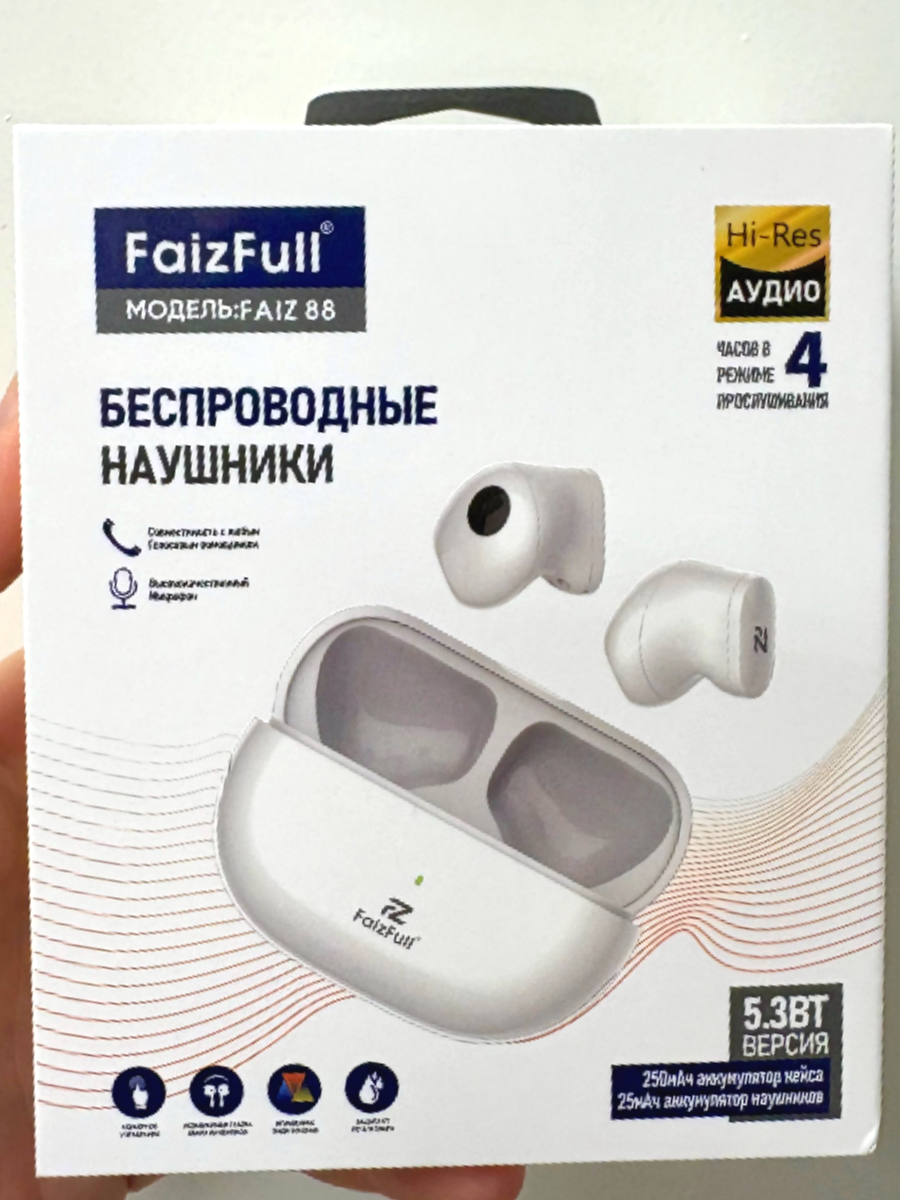 Наушники FaizFull "Full 88", True Wireless, шумоподавление, Bluetooth 5.3