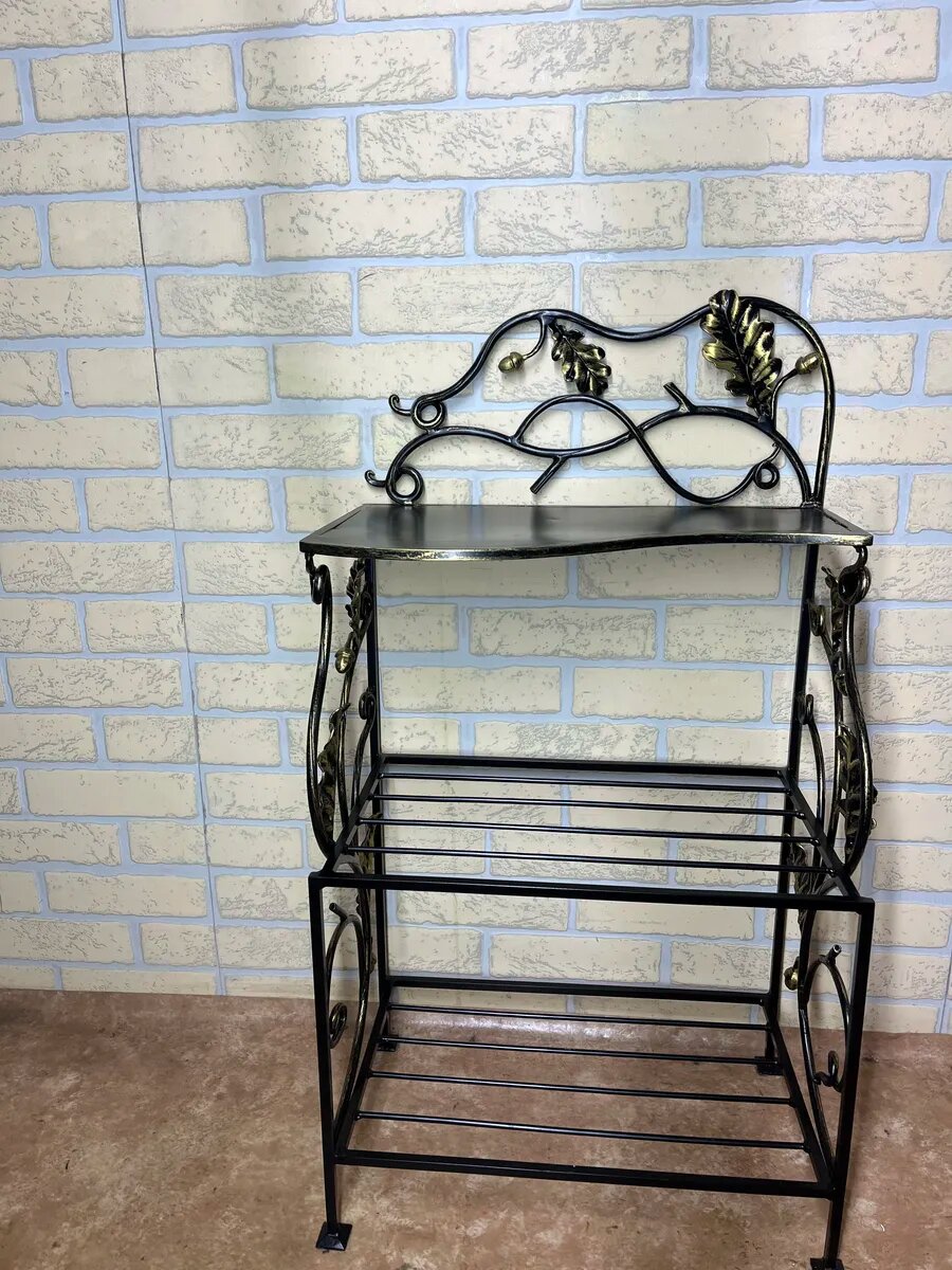 Кованая консоль №5, Студия кованой мебели Нива, цвет черный/бронзовый — фото 1