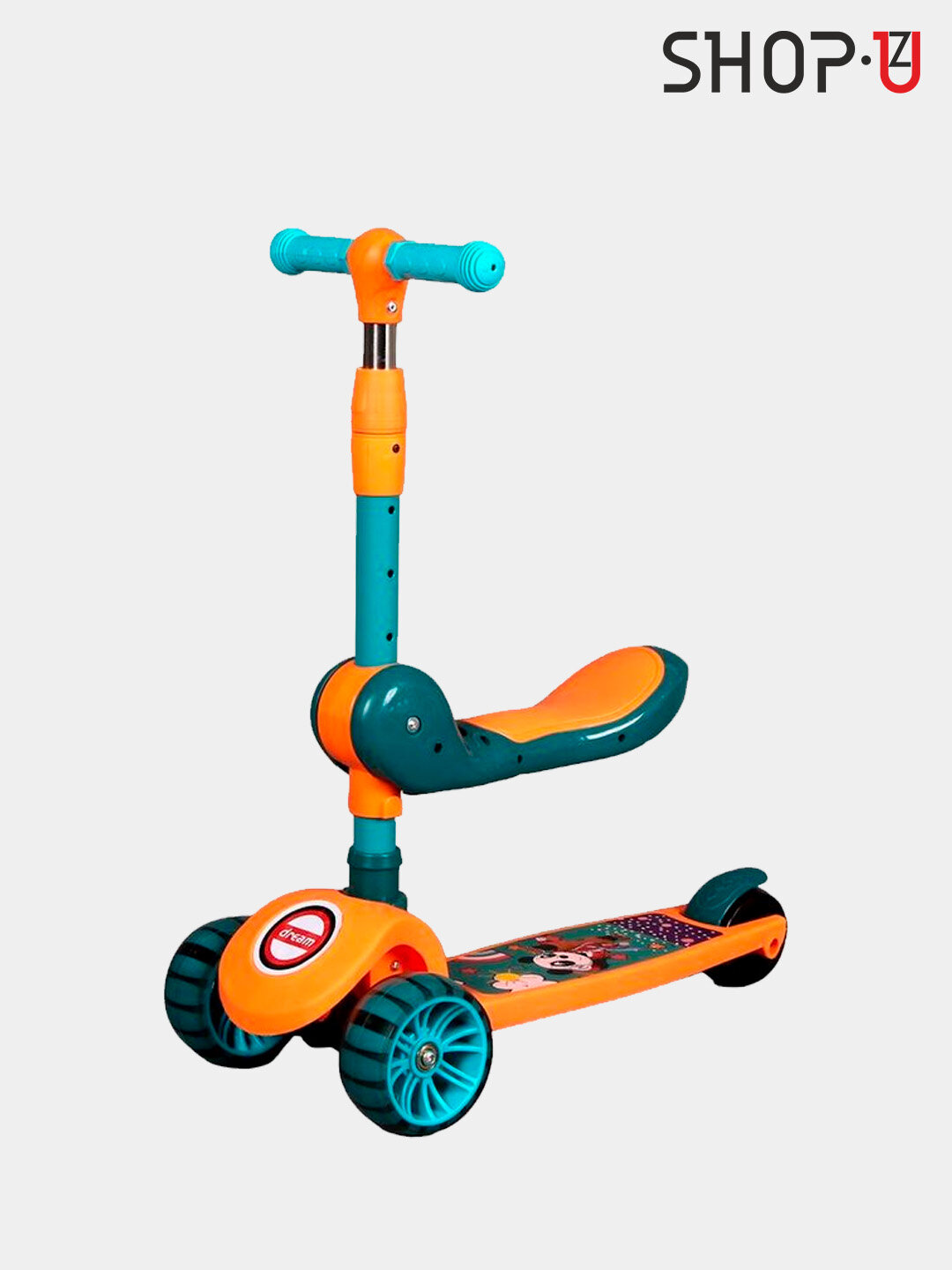 Самокат детский, складной, со светящимися колёсами, максимальная нагрузка до 50 кг