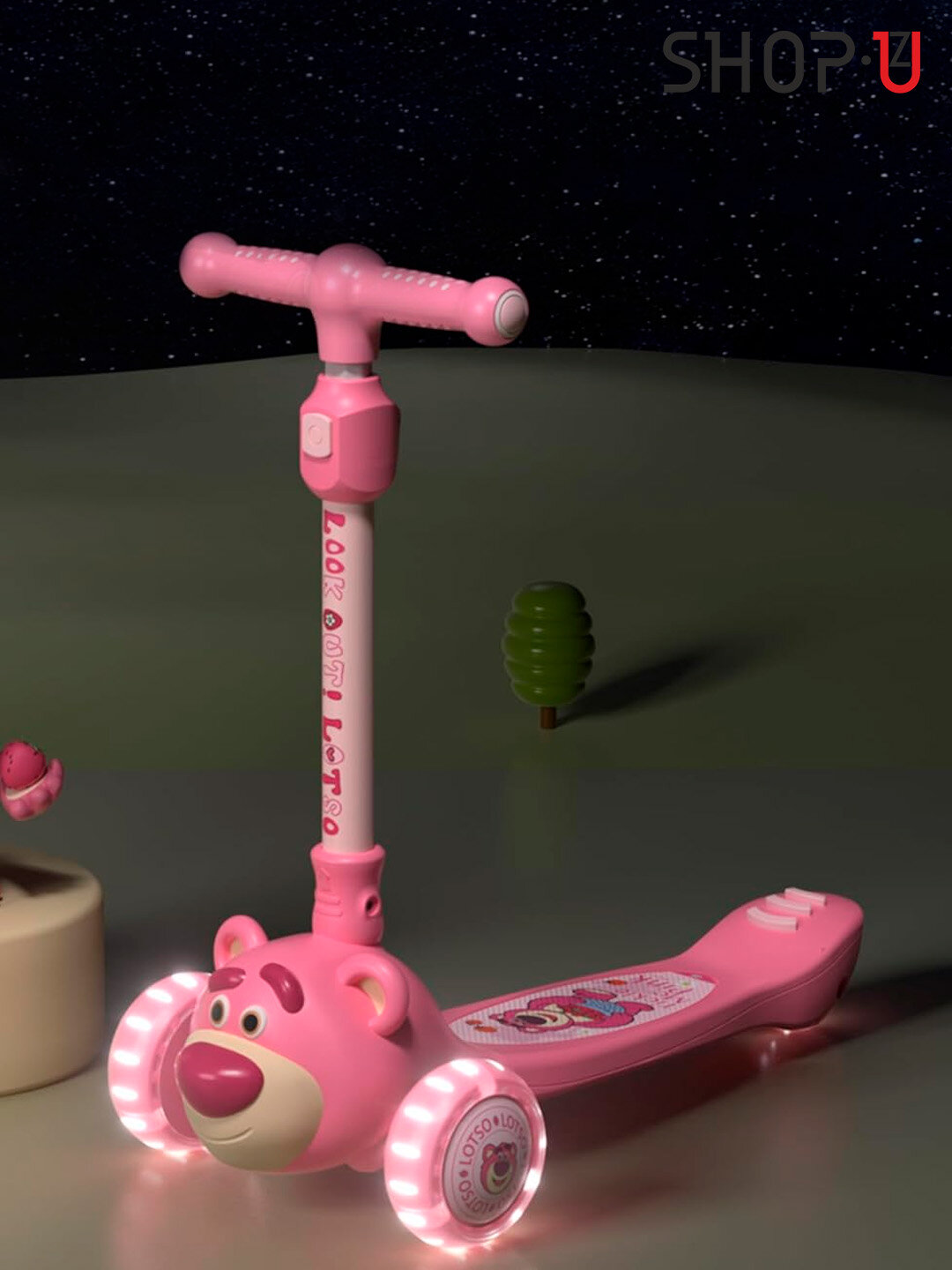 Самокат детский, складной, со светящимися колёсами, максимальная нагрузка до 50 кг