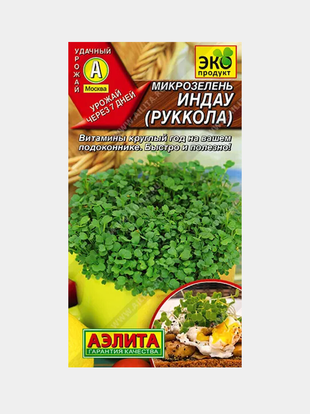 Семена микрозелени «Индау (руккола)» — витаминная энергия и пикантный вкус прямо у вас дома!