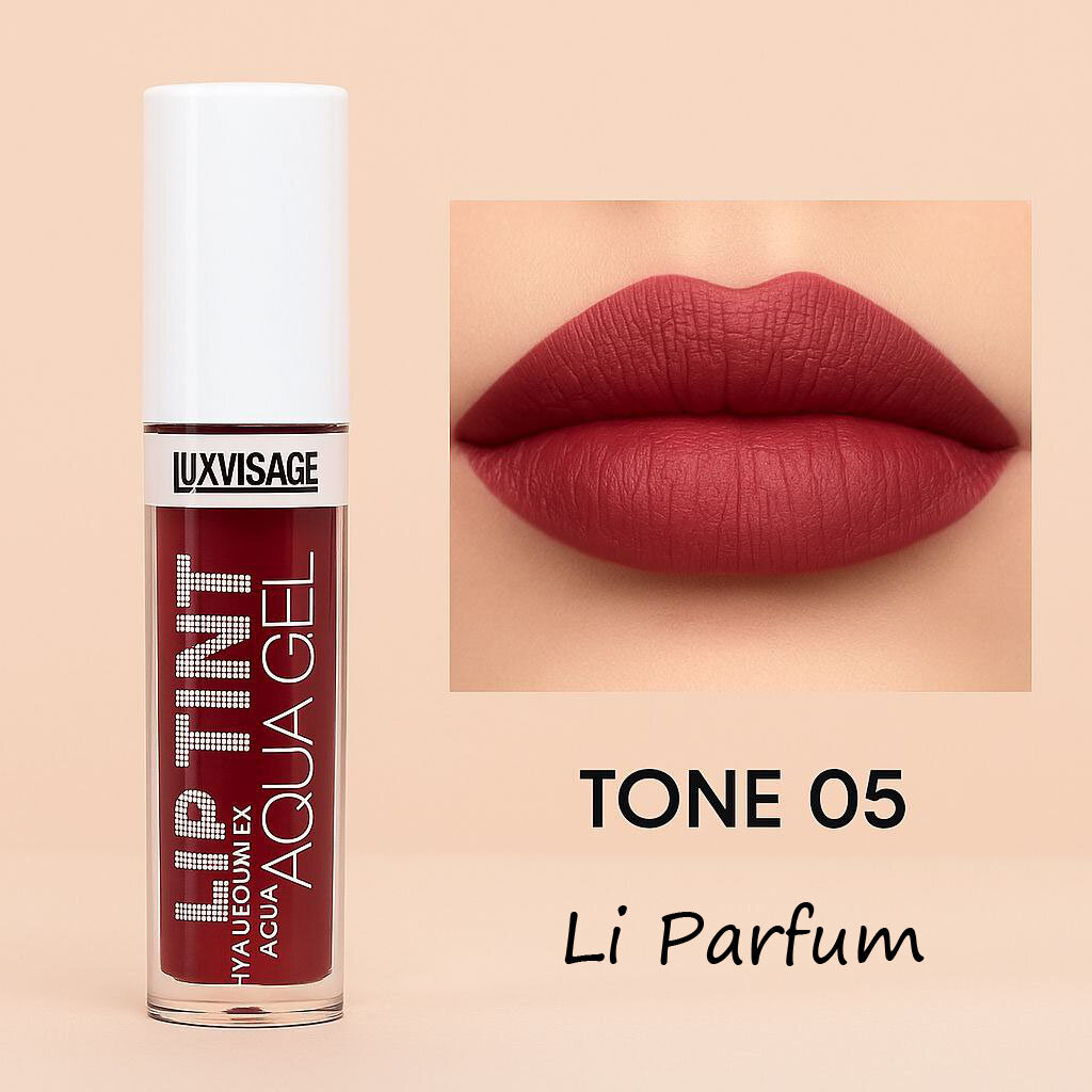 Тинт LUXVISAGE "Aqua Gel" Lip Tint, водостойкий, для губ, тон 05, с гиалуроном