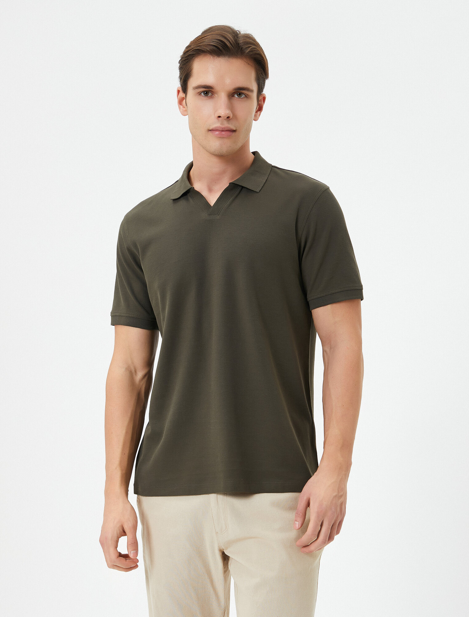 Поло KOTON, размер L, хаки — фото 1