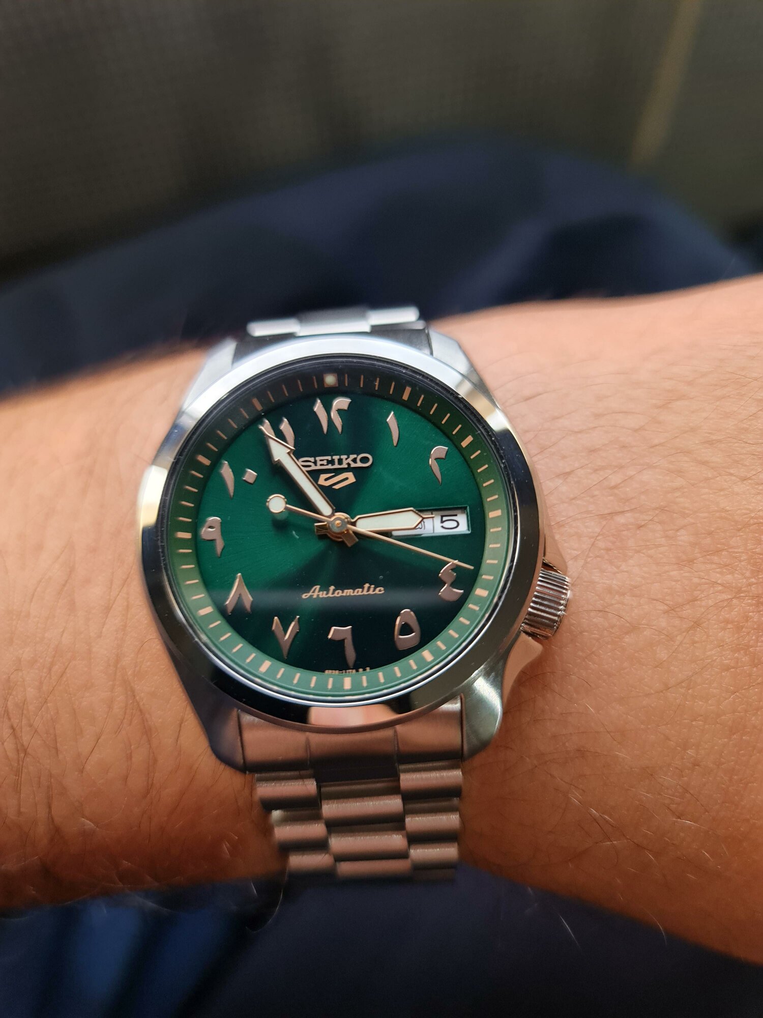 Наручные часы SEIKO, серебряный/зеленый/золотой — фото 1