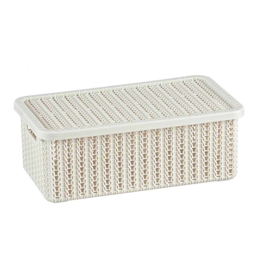 Корзина для хранения IDEA Вязание с крышкой 15x95x27 см 3 л белая